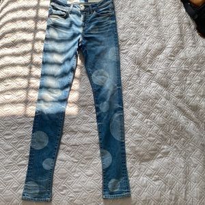 Pilcro and letterpress skinny jeans polka dot print